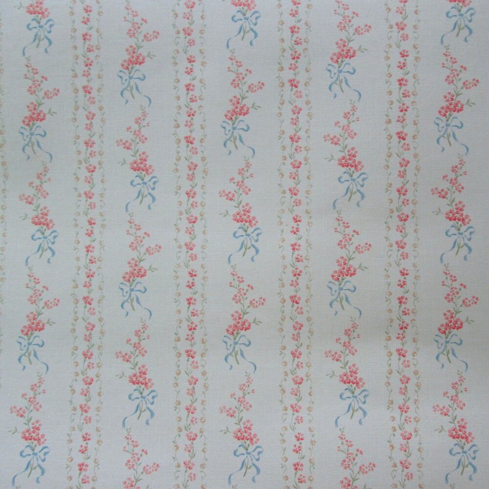 Vintage 1980s Floral Stripe Motif Wallpaper